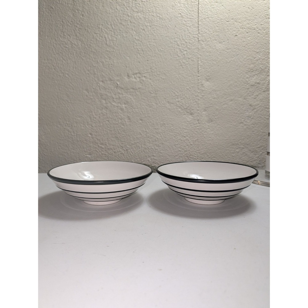 Pfaltzgraff Heirloom 9" Serving Bowl Hunter‎ Green Stripes 3" Tall Set Of 2